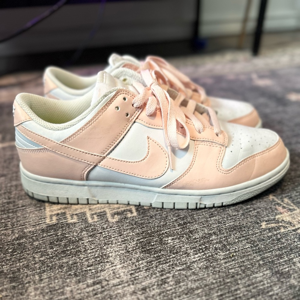 Pink and White Nike Low Dunks